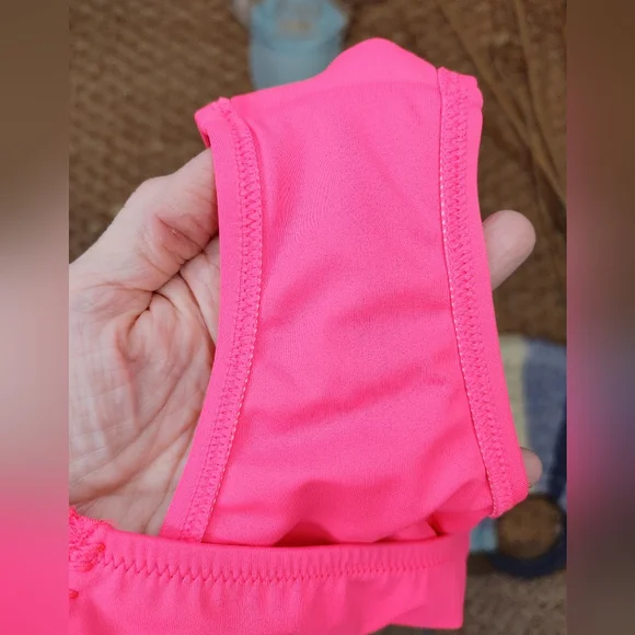 VICTORIA'S SECRET " THE STRAPPY CHEEKY" CRICHET DETAIL BIKINI BOTTOM, HOT PINK L - Picture 5 of 6